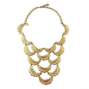 Vintage Vendome Gold Feathers Bib Necklace